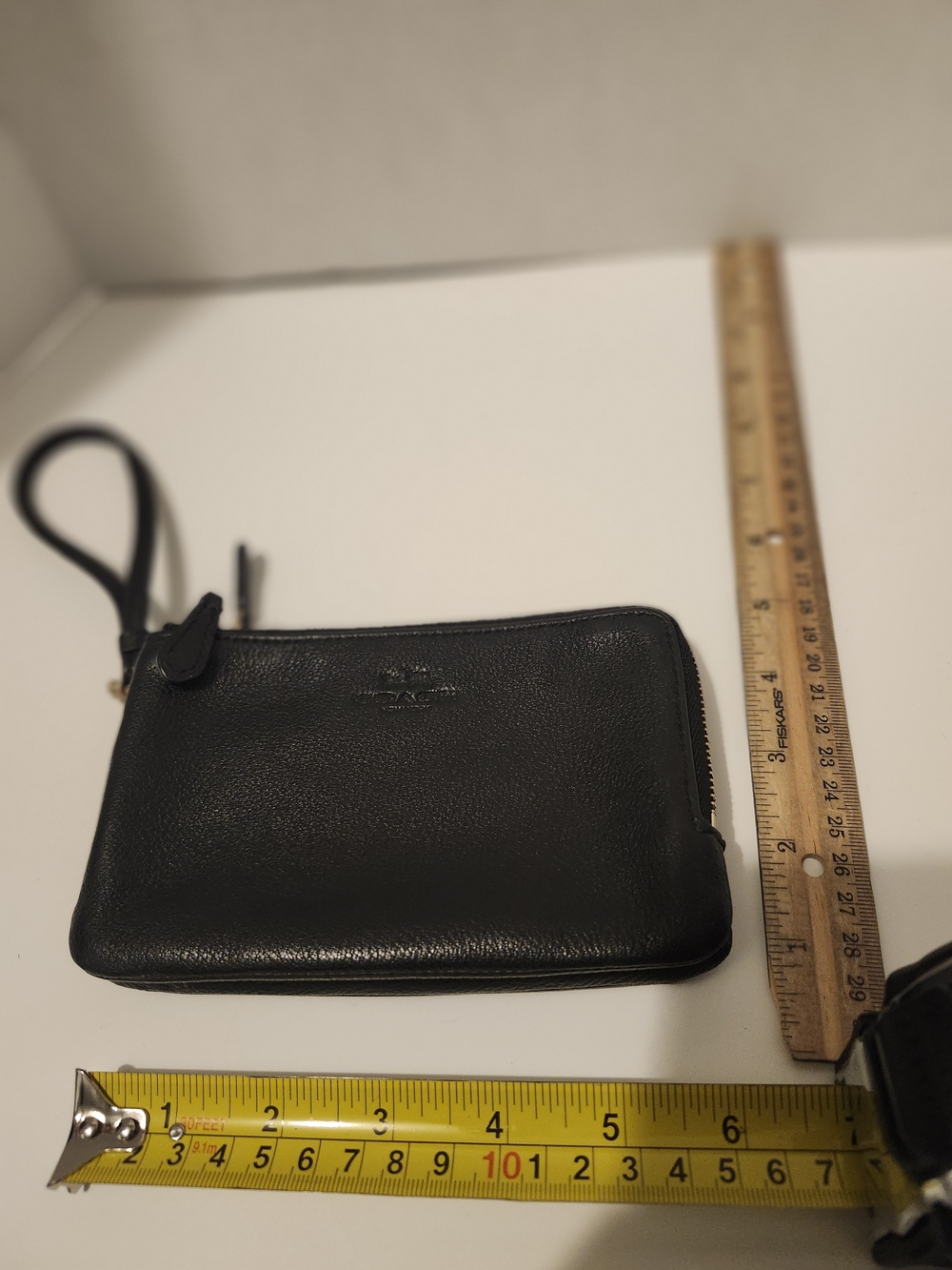 Coach Black Leather Wristlet Clutch with Gold Zip - Picture 2 of 4